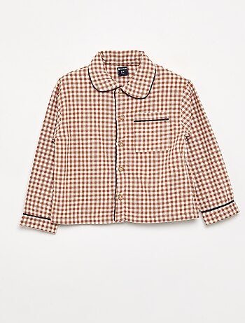 2-delige pyjama van flanel - Gebotonneerd bovenstuk + broek