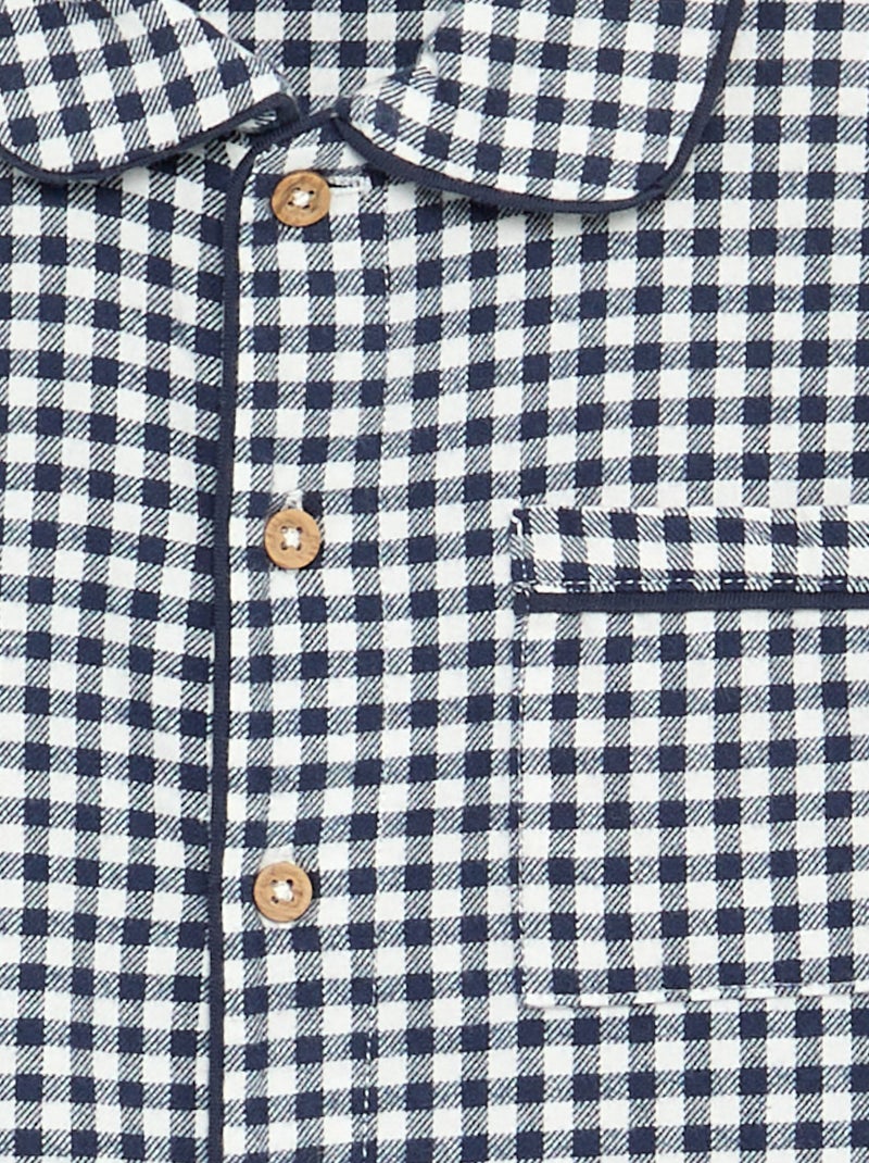 2-delige pyjama van flanel - Gebotonneerd bovenstuk + broek Grijs - Kiabi