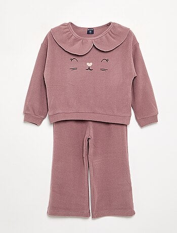 2-delige pyjama van gewafelde stof - Sweater + broek