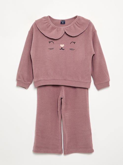 2-delige pyjama van gewafelde stof - Sweater + broek - Kiabi 2-delige pyjama van gewafelde stof - Sweater + broek - Kiabi