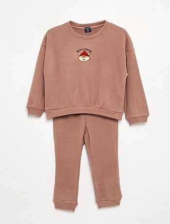 2-delige pyjama van gewafelde stof - trui + broek