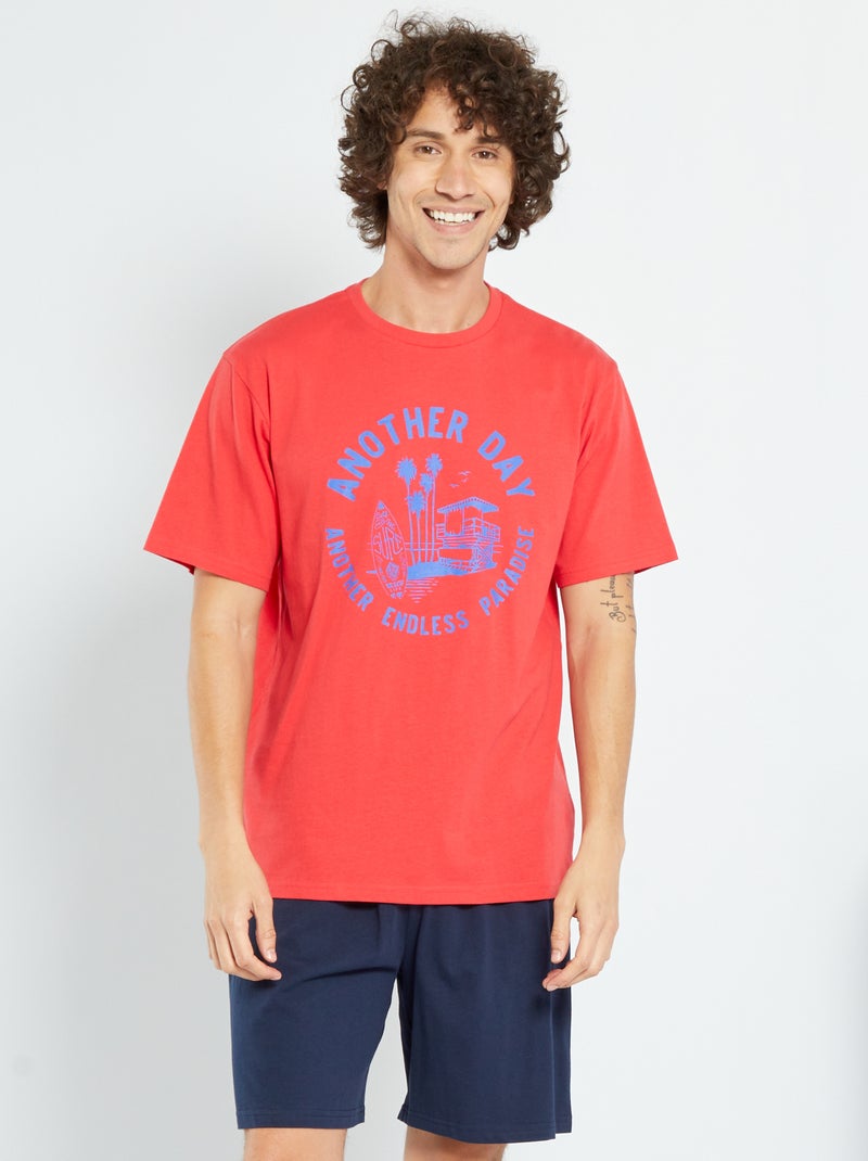 2-delige Pyjama van jersey rood - Kiabi