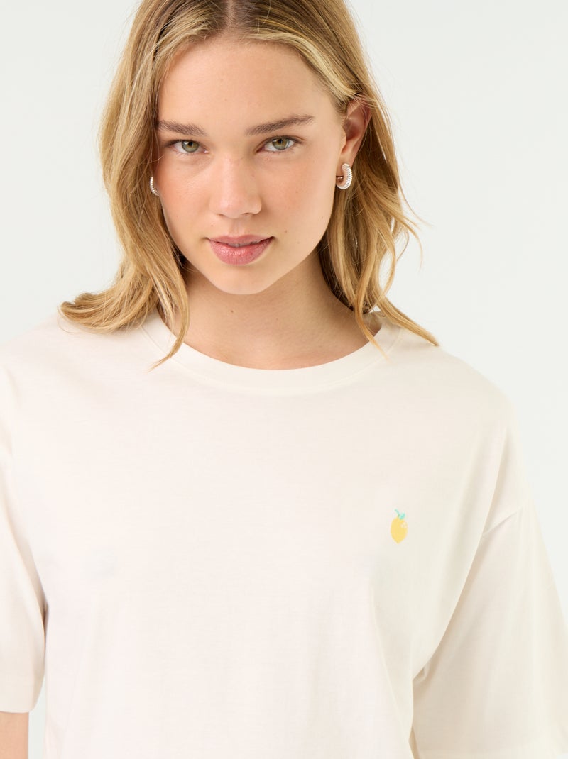 2-delige pyjama van katoenen jerseytricot - T-shirt en short Wit - Kiabi