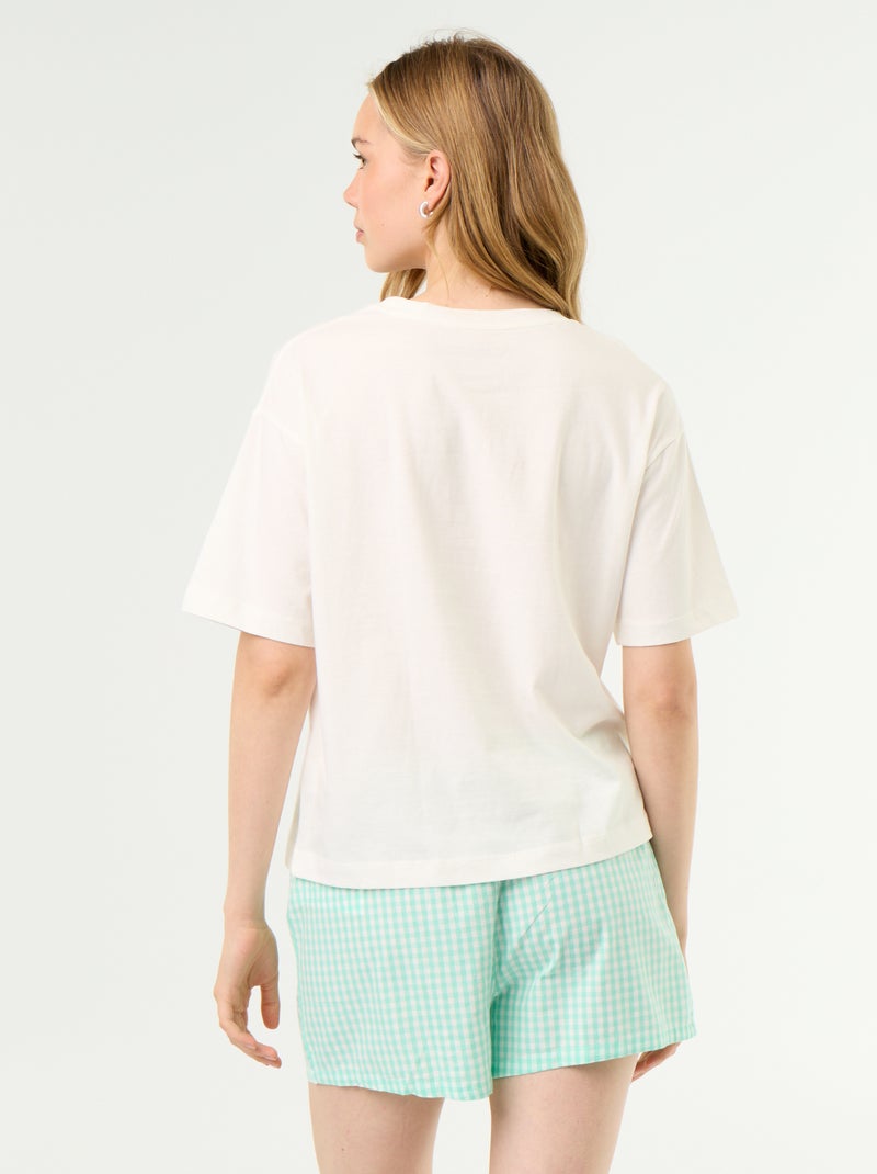 2-delige pyjama van katoenen jerseytricot - T-shirt en short Wit - Kiabi