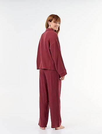 2-delige pyjama met bloemenprint van katoenen gaasstof