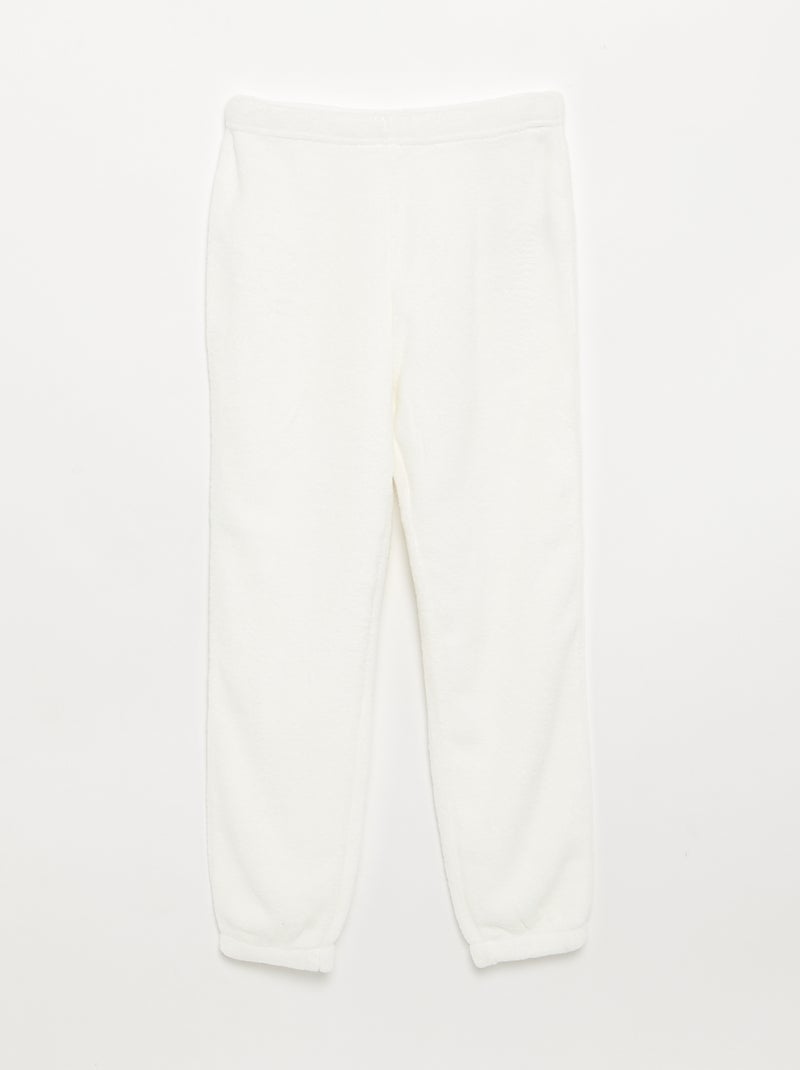 2-delige pyjama van koraalfleece - Sweatshirt + broek Wit - Kiabi