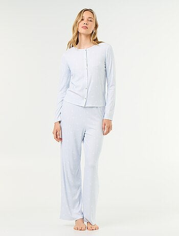 2-delige pyjama van pointelle breisel - Vest + broek