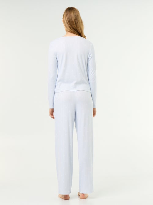 2-delige pyjama van pointelle breisel - Vest + broek - Kiabi