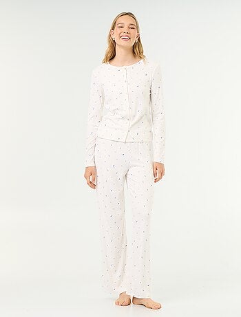 2-delige pyjama van pointelle breisel - Vest + broek