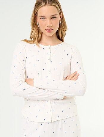 2-delige pyjama van pointelle breisel - Vest + broek