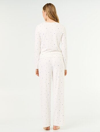 2-delige pyjama van pointelle breisel - Vest + broek