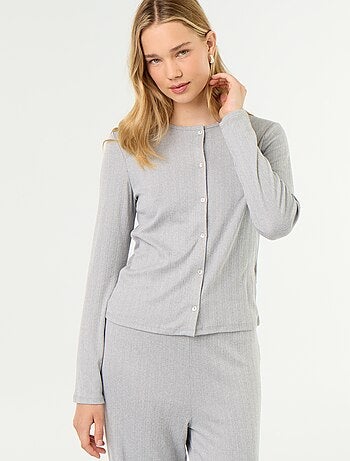2-delige pyjama van pointelle breisel - Vest + broek