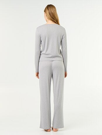 2-delige pyjama van pointelle breisel - Vest + broek