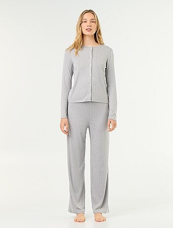 2-delige pyjama van pointelle breisel - Vest + broek
