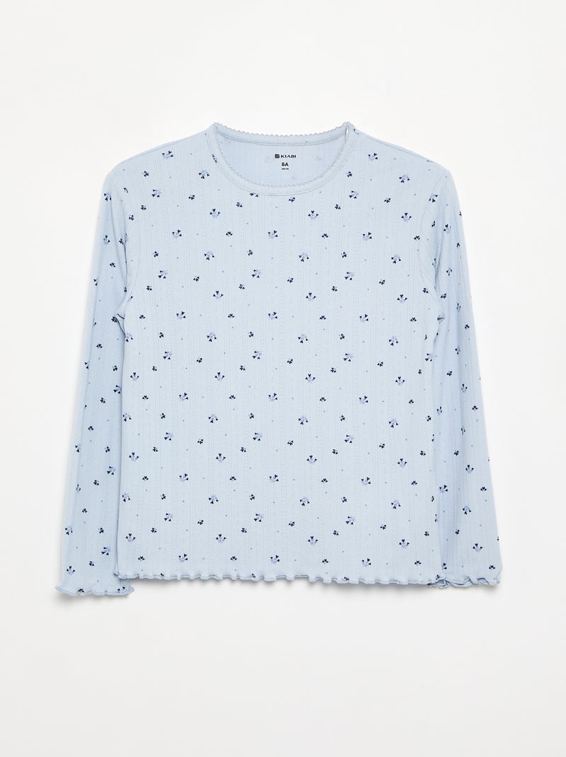 2-delige pyjama van pointellebreisel Blauw - Kiabi