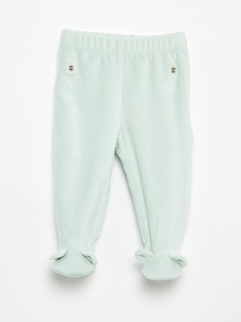 2-delige pyjama van velours Lichtgroen - Kiabi