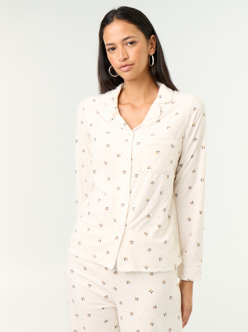 2-delige pyjamaset - Blouse + broek Wit - Kiabi