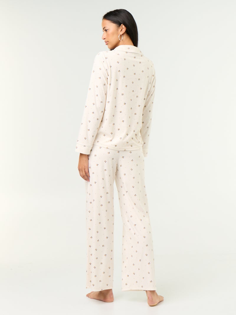 2-delige pyjamaset - Blouse + broek Wit - Kiabi