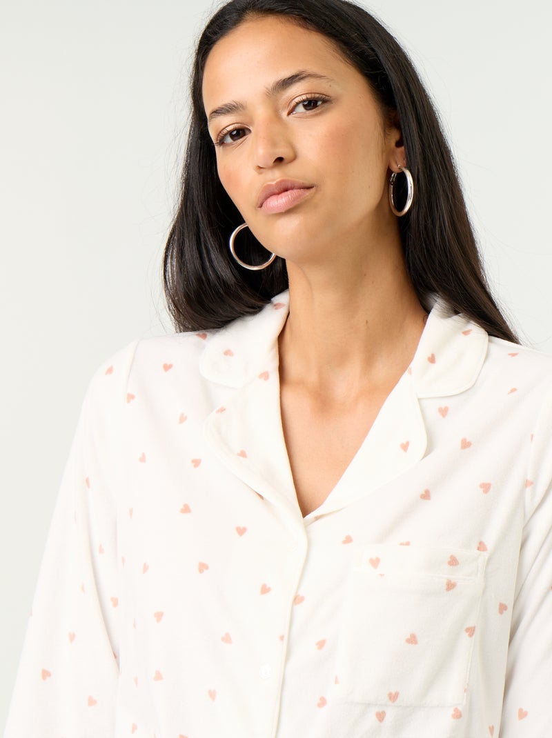 2-delige pyjamaset - Blouse + broek Wit - Kiabi