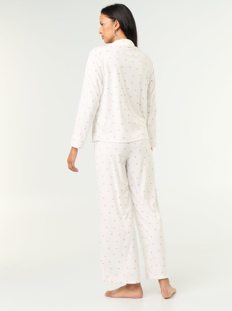 2-delige pyjamaset - Blouse + broek Wit - Kiabi