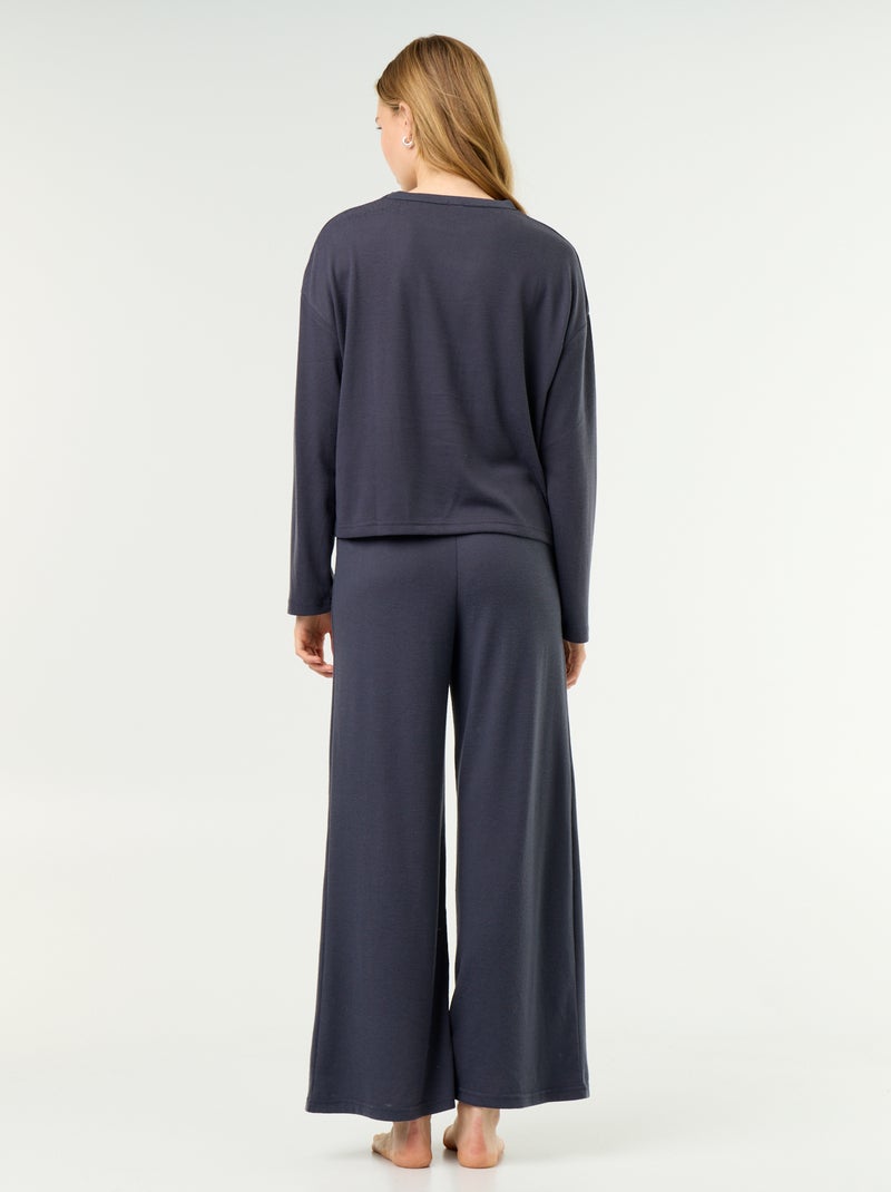 2-delige pyjamaset - Sweater + broek Blauw - Kiabi