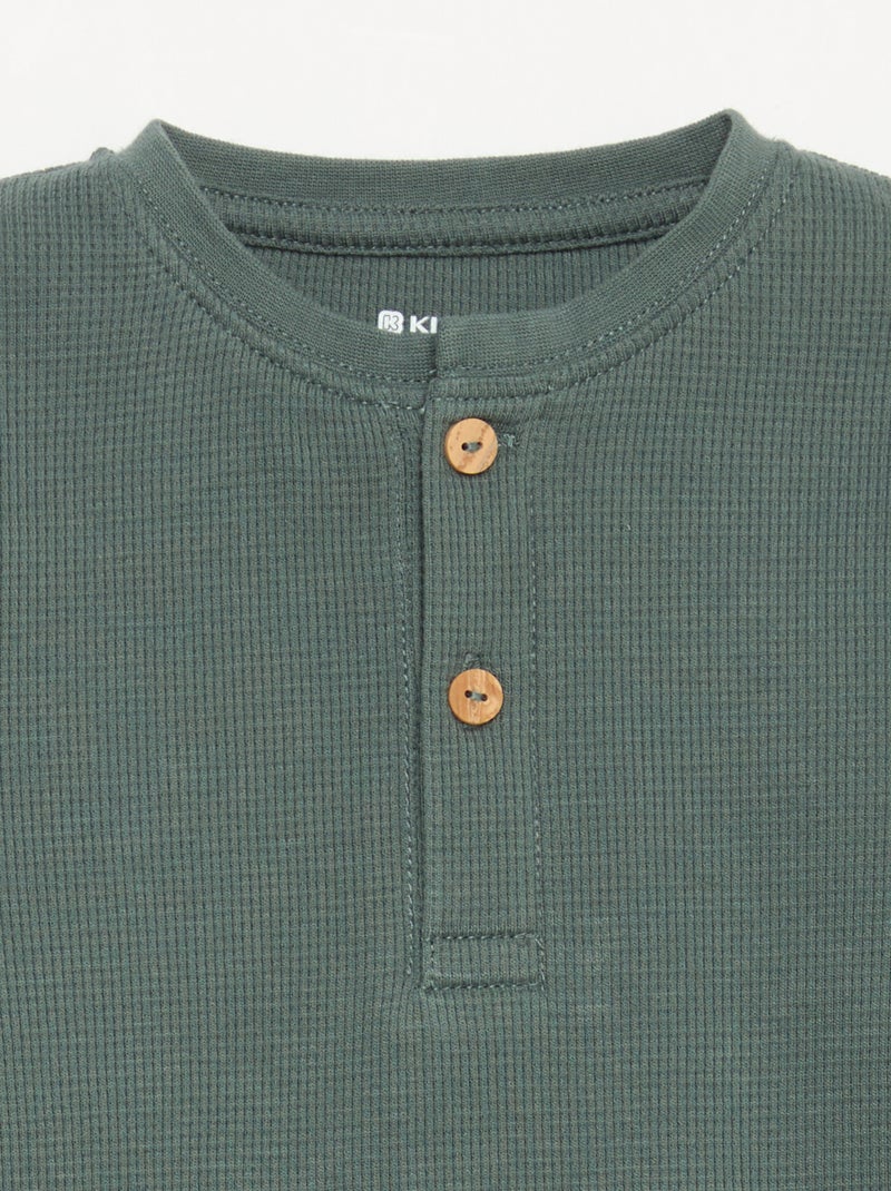 2-delige pyjamaset - T-shirt met lange mouwen + broek Groen - Kiabi