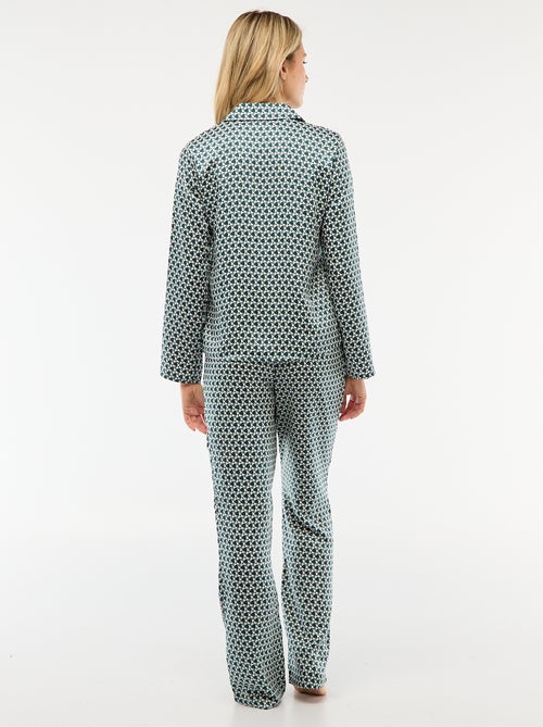 2-delige pyjamaset met satijneffect - hemd + broek - Kiabi