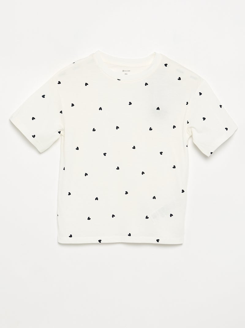 2-delige pyjamaset met short en T-shirt Wit - Kiabi