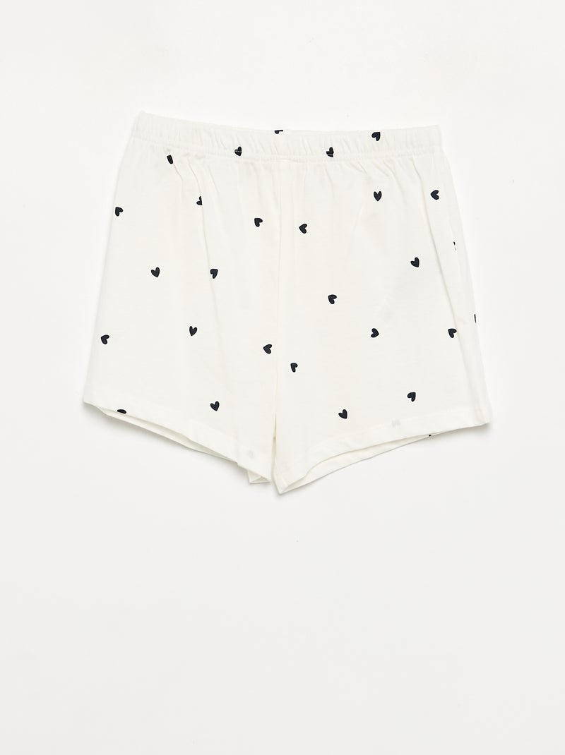 2-delige pyjamaset met short en T-shirt Wit - Kiabi
