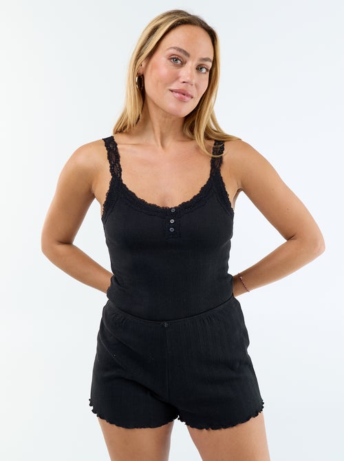 2-delige pyjamaset met short van pointelle-breisel - Kiabi