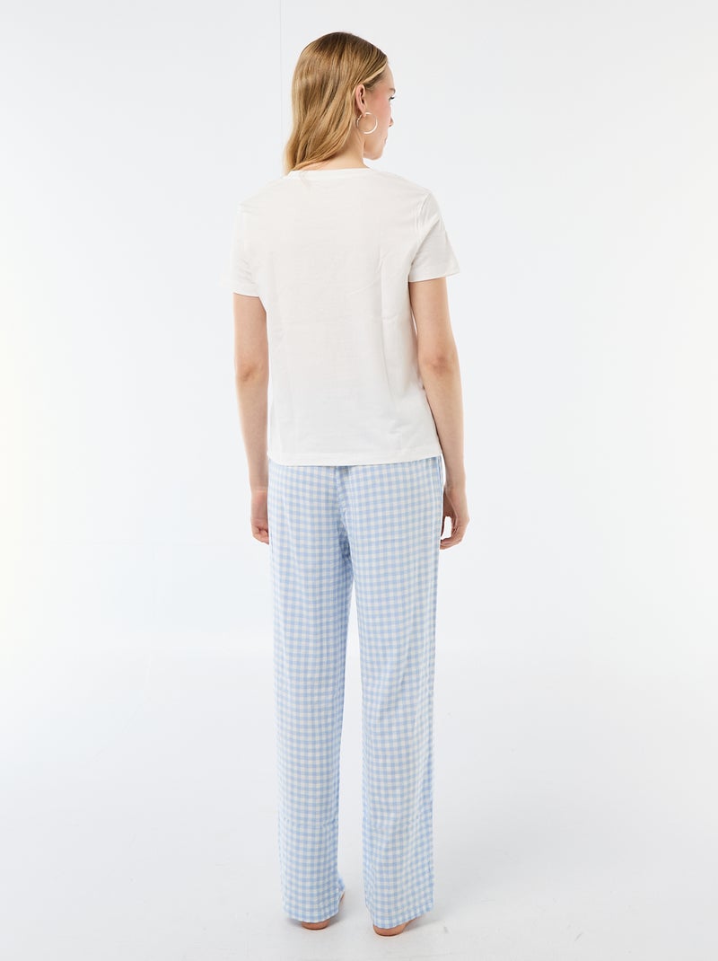 2-delige pyjamaset met T-shirt en geruite broek Blauw - Kiabi