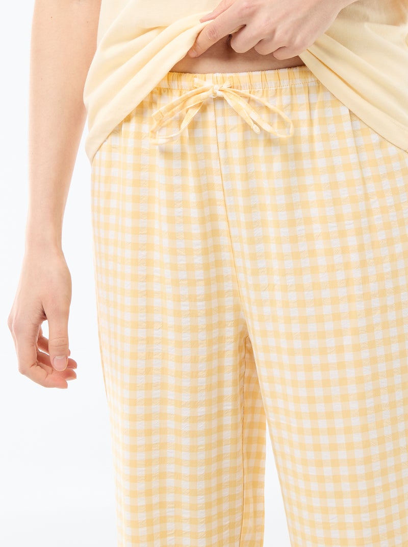 2-delige pyjamaset met T-shirt en geruite broek Geel - Kiabi