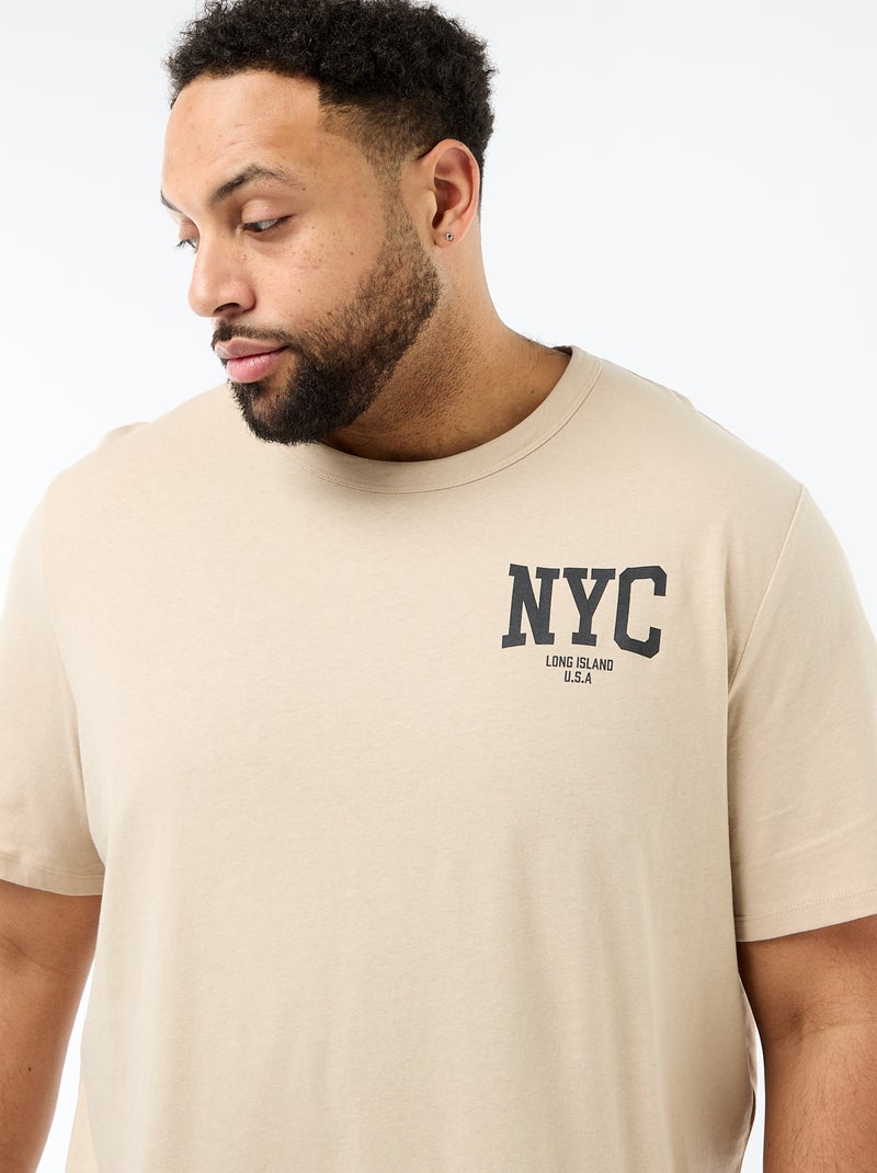 2-delige pyjamaset met T-shirt en korte broek Biege - Kiabi