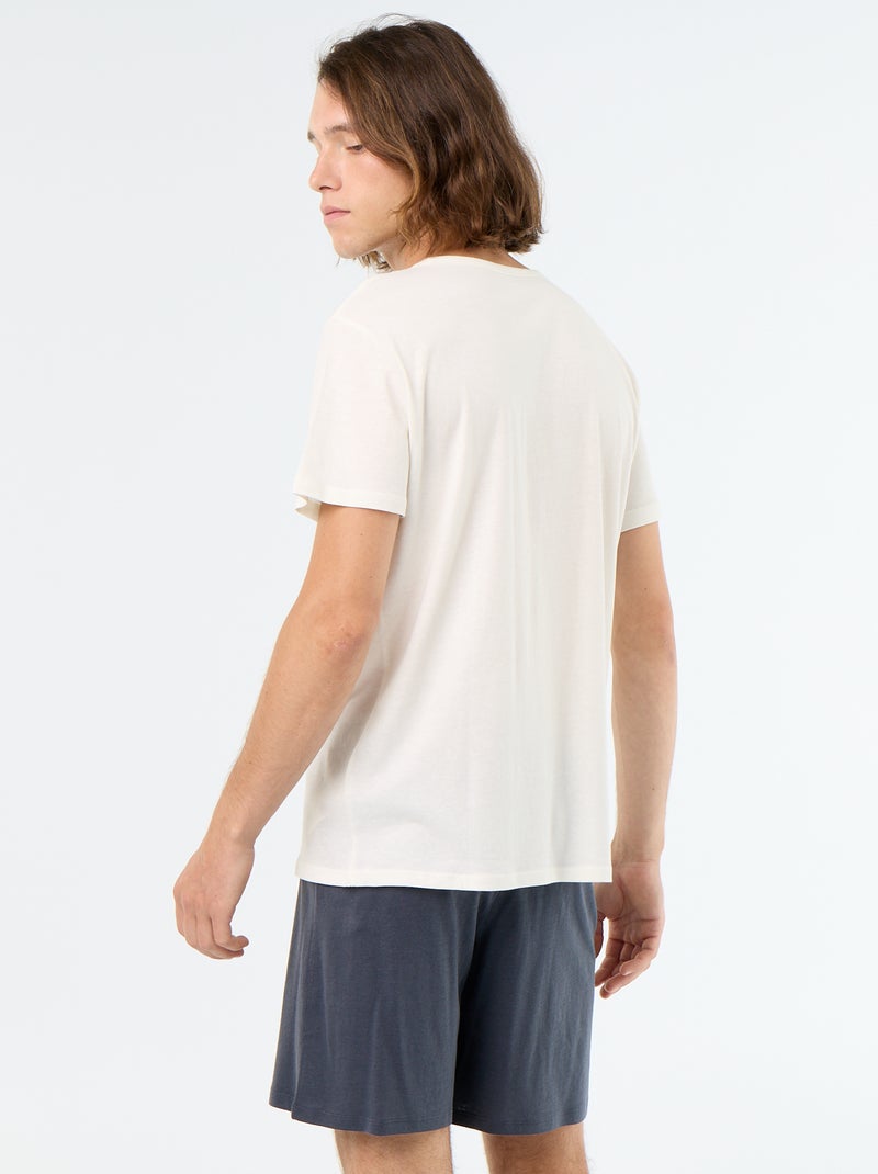 2-delige pyjamaset met T-shirt en korte broek Wit - Kiabi