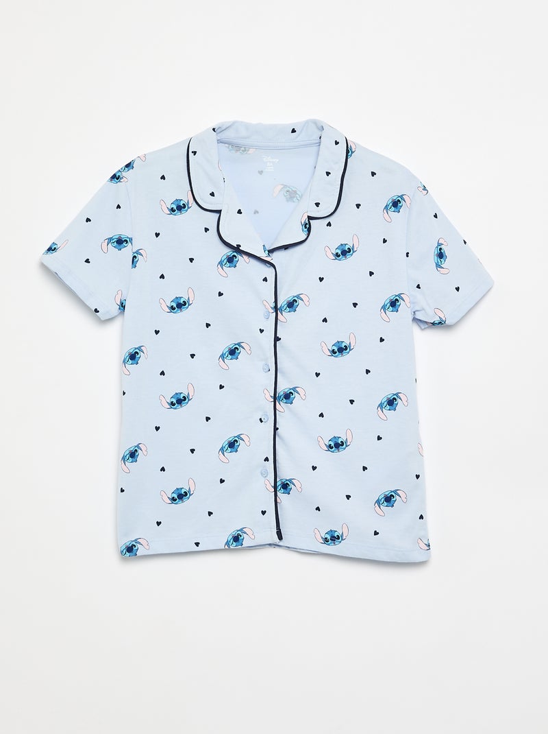 2-delige pyjamaset 'Stitch' 'Disney' met overhemd met korte mouwen en short Blauw - Kiabi