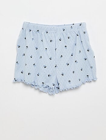 2-delige pyjamaset T-shirt en short van pointelle-breisel