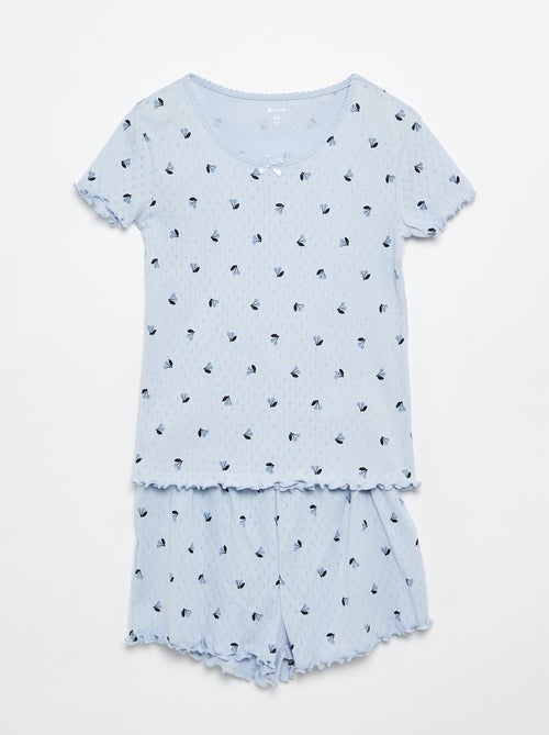 2-delige pyjamaset T-shirt en short van pointelle-breisel - Kiabi