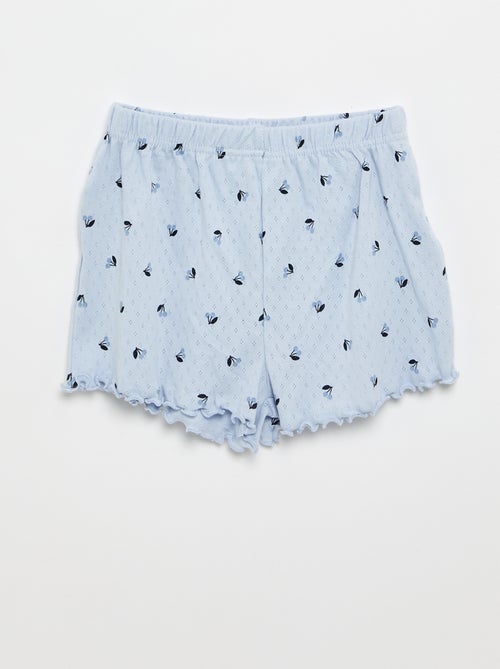 2-delige pyjamaset T-shirt en short van pointelle-breisel - Kiabi
