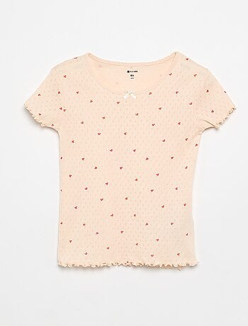 2-delige pyjamaset T-shirt en short van pointelle-breisel