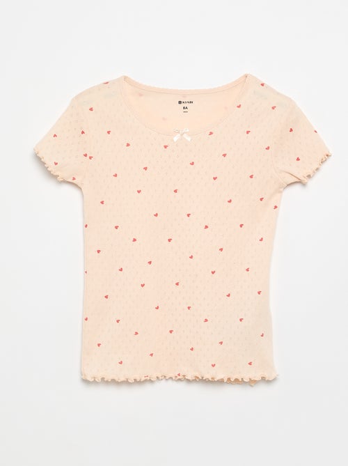 2-delige pyjamaset T-shirt en short van pointelle-breisel - Kiabi