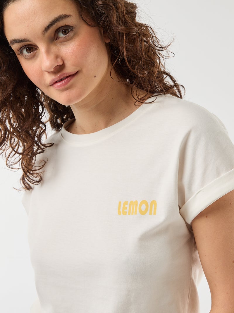 2-delige pyjamaset: T-shirt + geruite broek Geel - Kiabi