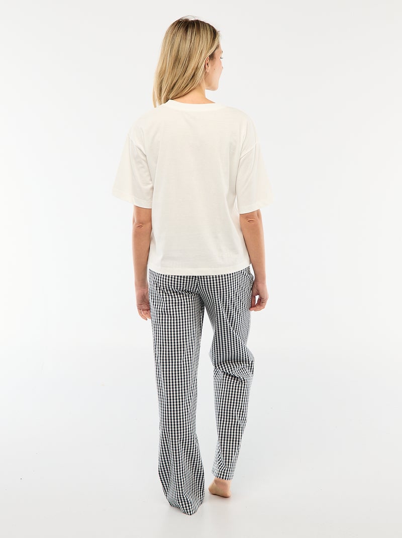 2-delige pyjamaset T-shirt + popeline broek 'Angel' Blauw - Kiabi