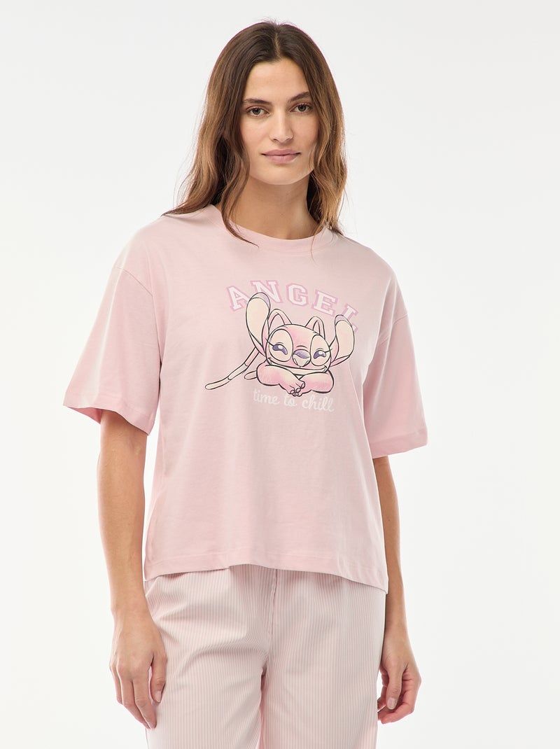 2-delige pyjamaset T-shirt + popeline broek 'Angel' Rose - Kiabi