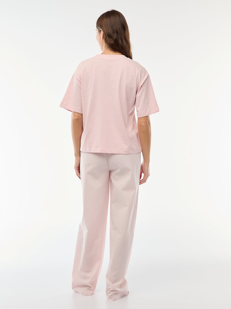 2-delige pyjamaset T-shirt + popeline broek 'Angel' Rose - Kiabi