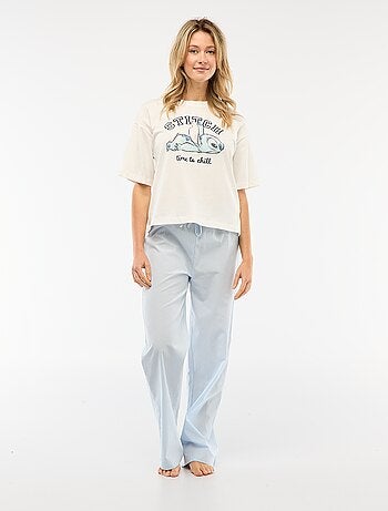 2-delige pyjamaset T-shirt + popeline broek 'Angel'