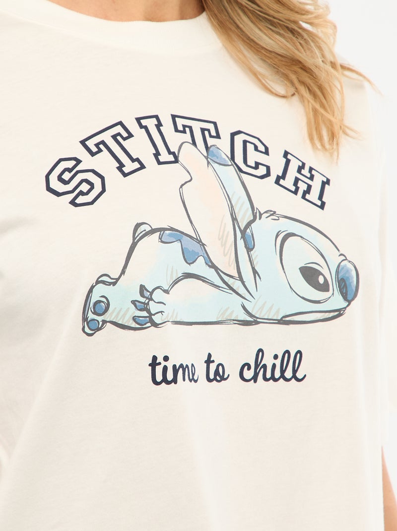 2-delige pyjamaset T-shirt + popeline broek 'Angel' Wit - Kiabi