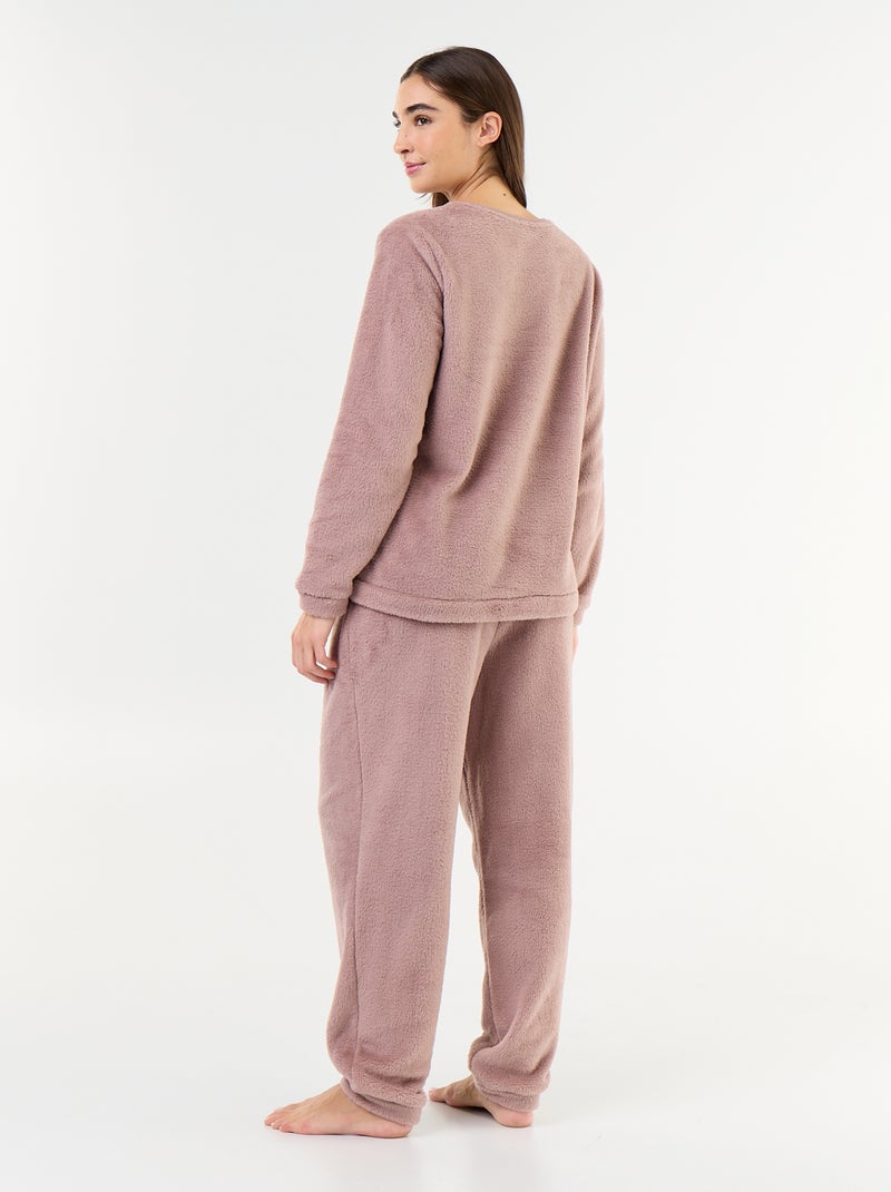 2-delige pyjamaset van fleece: T-shirt en broek Rose - Kiabi