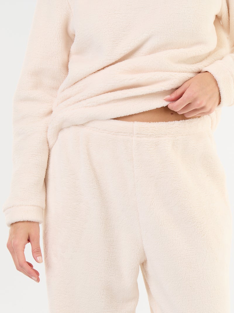 2-delige pyjamaset van fleece: T-shirt en broek Wit - Kiabi