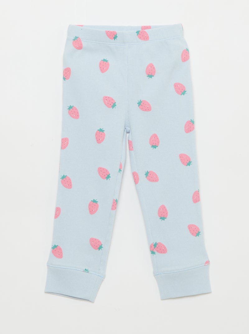 2-delige pyjamaset van geribd katoen Blauw - Kiabi