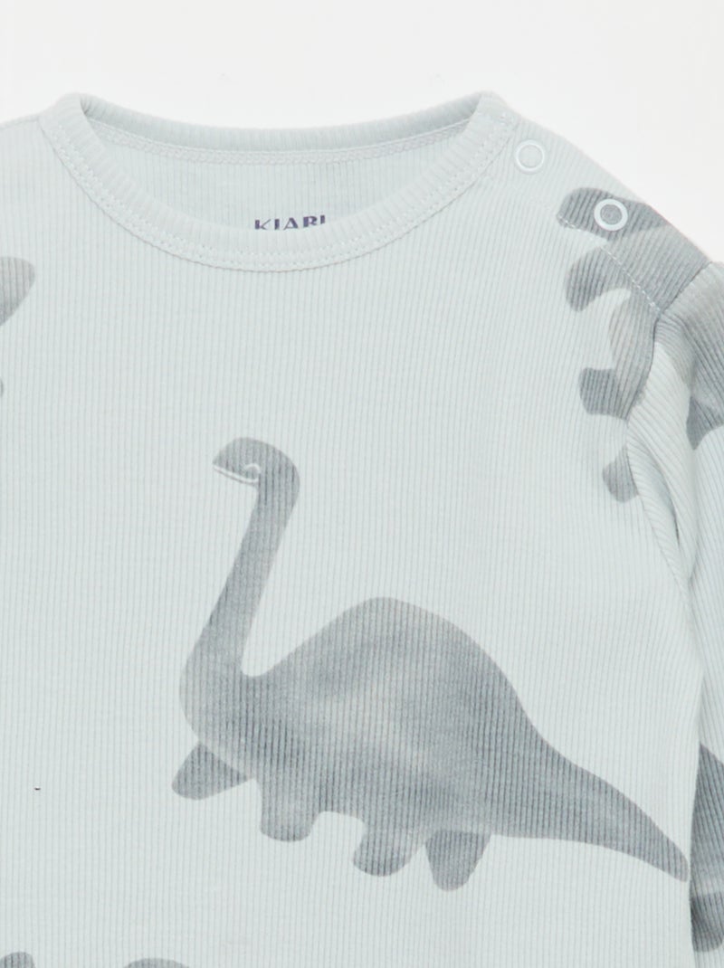 2-delige pyjamaset van geribd katoen Grijs - Kiabi